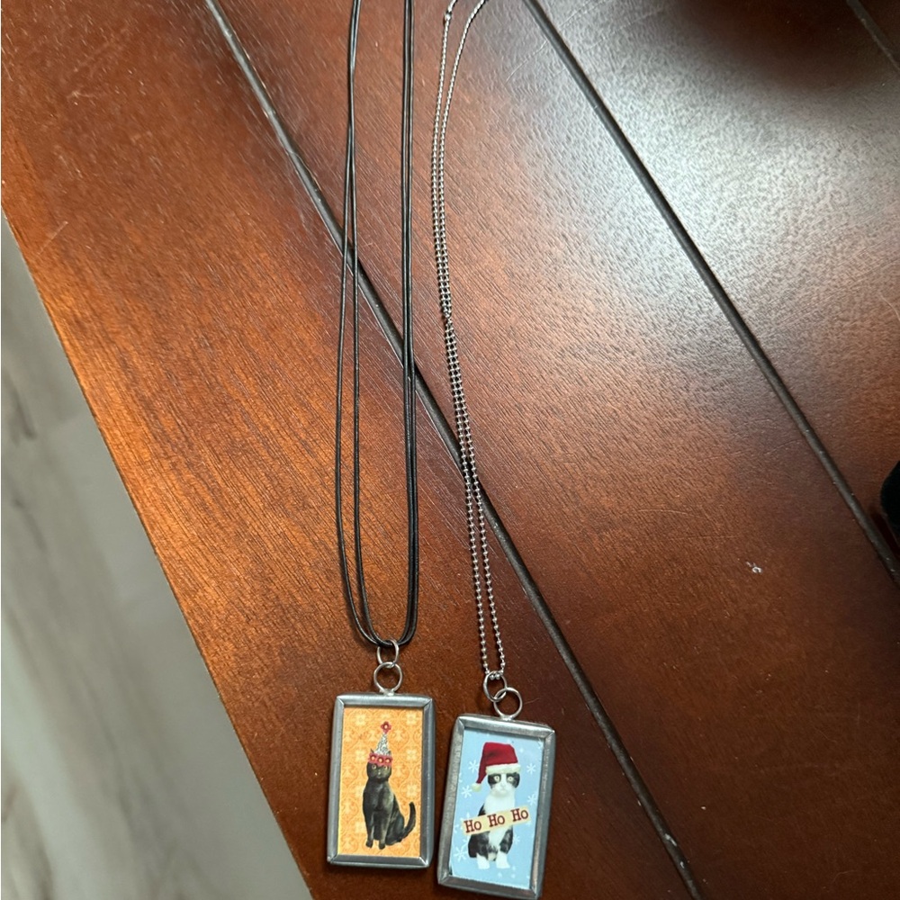 Holiday Cat Pendant Necklaces